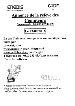 Page 1 Annonce de la rel&egrave;ve des Compteurs Commune de : BASSE