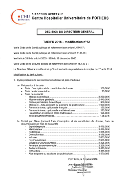 Modification des tarifs n&deg;12