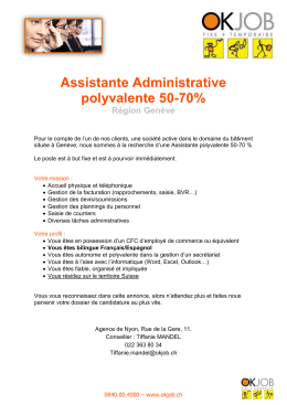 Assistante Administrative polyvalente 50-70%