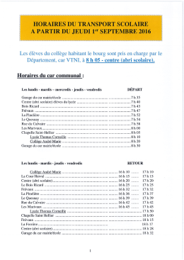 Horaires transports scolaires 2016-2017