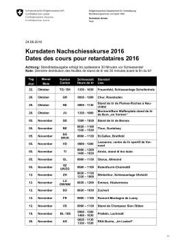 Kursdaten Nachschiesskurse 2016 Dates des cours pour