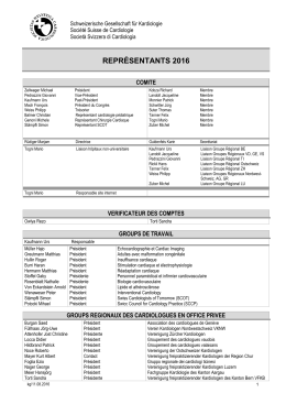 représentants 2016 - Schweizerische Gesellschaft für Kardiologie