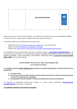 AVIS DE RECRUTEMENT - Procurement Notices