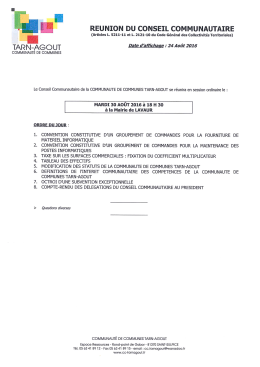 Page 1 REUNION DU CONSEIL COMMUNAUTAIRE (Articles L