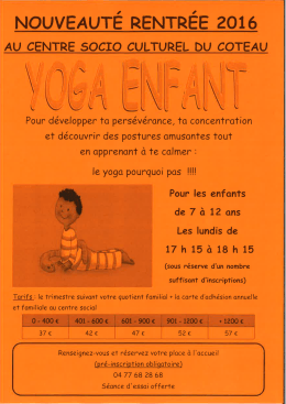 Tract yoga enfant - Centre socioculturel du Coteau