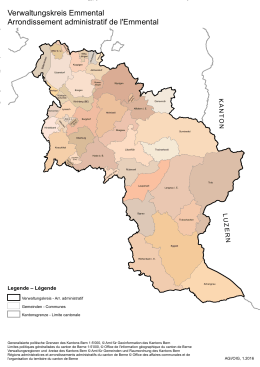 Carte de l`arrondissement administratif de l`Emmental