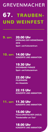 Programm Trauben- und Weinfest Grevenmacher