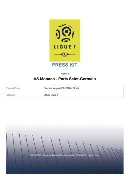 PRESS KITAS Monaco - Paris Saint-Germain - Ligue 1