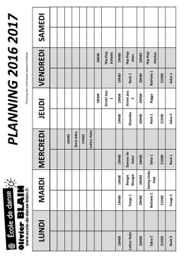 Planning 2016 - Ecole de danse Blain
