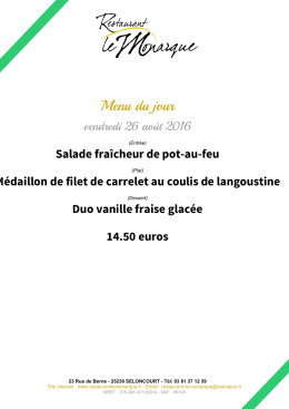 Menu du jour - restaurantlemonarque.fr