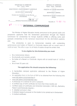 Page 1 REPUBLIQUE DU CAMEROUN REPUBLIC OF