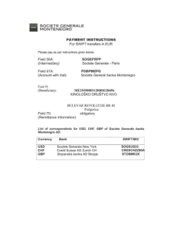 Page 1 SOCIETE GENERALE MONTENECRO PAYMENT