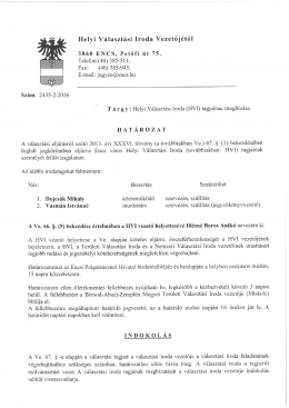 HVI tagok fel&uuml;lvizsg&aacute;lata