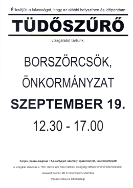 Page 1 Értesítjük a lakosságot, hogy az alábbi helyszínen és