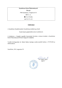 Page 1 Szentlőrinci Közös Önkormányzati Hivatal 7940 Szentlőrinc