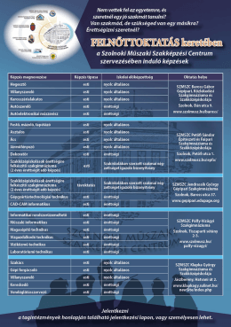 A 2016/2017-es tanévben induló képzéseink
