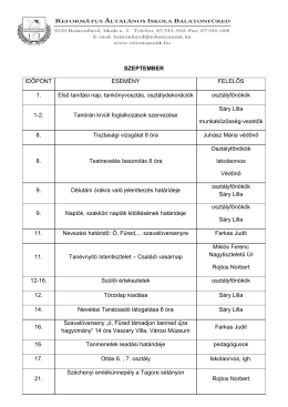 Szeptemberi programok