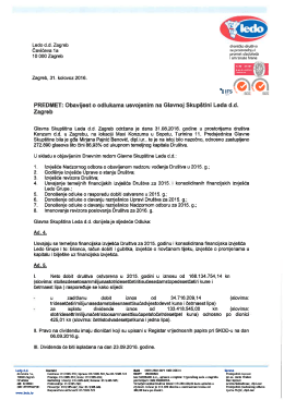 Odluke Glavne skupštine Ledo d.d.