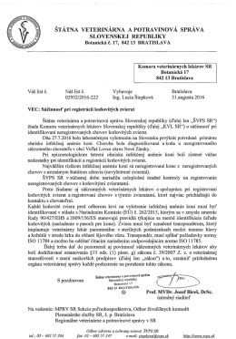 S&uacute;činnosť pri registr&aacute;cii koňovit&yacute;ch zvierat.