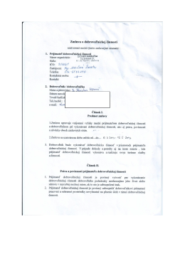 Page 1 1. Zmluva o dobrovoľn&iacute;ckej činnosti uzatvoren&aacute; medzi t&yacute;mito
