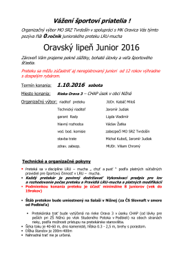 Oravský lipeň junior 2016 (0-tý ročník) - LRU