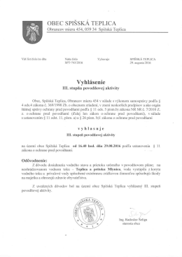 Vyhlásenie III. stupňa povodňovej aktivity