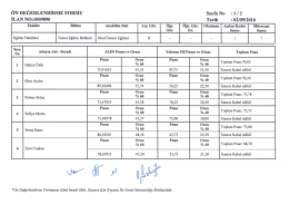 Page 1 ÖN DEĞERLENDİRME FORMU Sayfa No : 1 / 2 İLAN NO