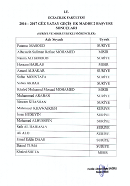 2016-2017 güz yatay geçiş ek madde 2 başvuru sonuçları (suriye ve