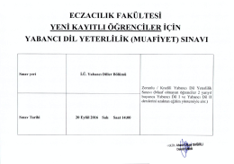 2016-2017 yeni kayıtlı öğrenciler için yabancı dil yeterlilik (muafiyet)