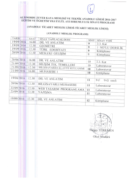 2016 yılı eylül dönemi sorumluluk sınav takvimi ve programı 2016