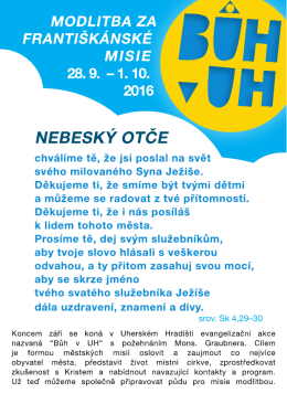 Page 1 "PHIE Z FFANT ISIKANSKE MISIE 23. 9. – 1. 10. NEBESKÝ