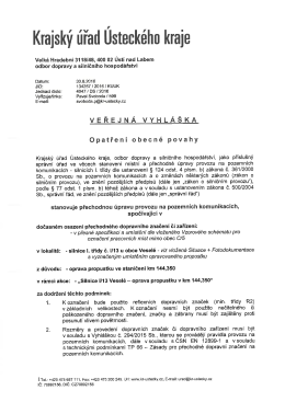 stanoven&iacute; přechodn&eacute; &uacute;pravy provozu