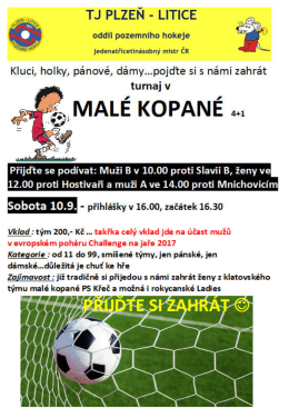 Turnaj v malé kopané 10.9. - TJ Plzeň