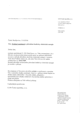 Zrušení oznámení o přerušení dodávky elektrické energie