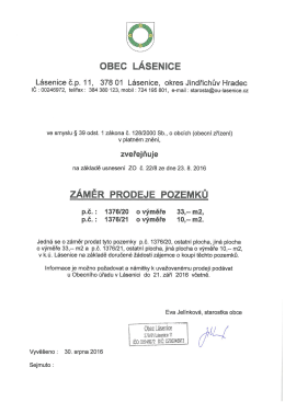 Z&aacute;měr prodeje pozemků