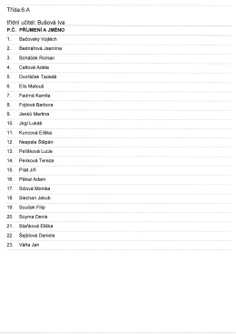 Seznam žáků 6. tříd 2016/2017