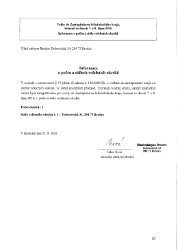 Informace o počtu a s&iacute;dlech volebn&iacute;ch okrsků