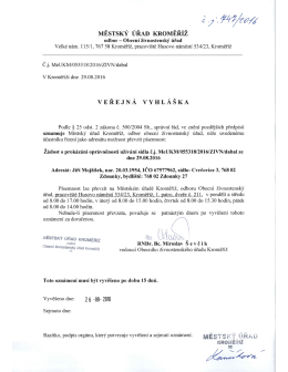 MěÚ Kroměříž, odbor živnostenský - veřejná vyhláška, Jiří Mojžíšek