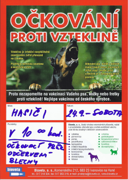 Očkov&aacute;n&iacute; psů, koček a fretek proti vzteklině