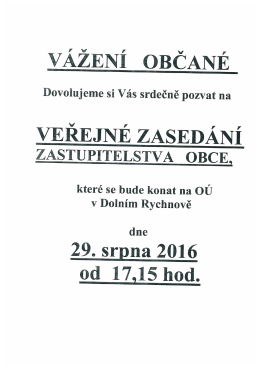 Page 1 - - Dovolujeme si Vás srdečně pozvat na VEŘEJNÉ