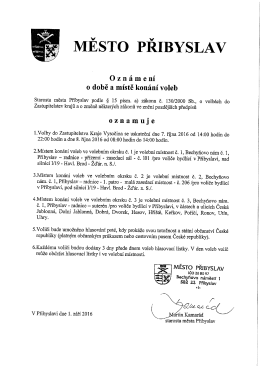 75 - Oznámení o době a místě konání voleb