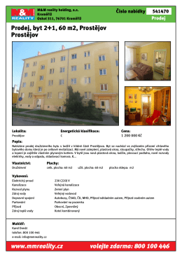 Prodej, byt 2+1, 60 m2, Prostějov Prostějov www.mmreality.cz