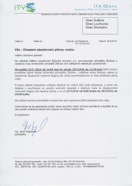 Odst&aacute;vka vody ve &scaron;tolov&eacute;m přivaděči Želivka, 25.9