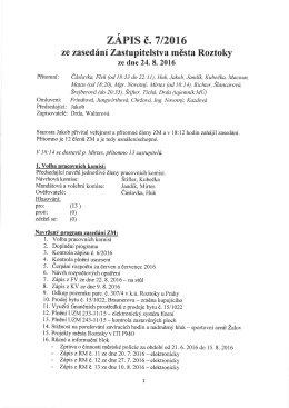 Zápis z jednání zastupitelstva města z 24.8.2016