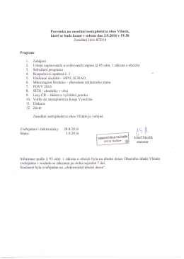 Pozvánka na zasedání 8/2016 zastupitelstva obce Vlčatín, které se