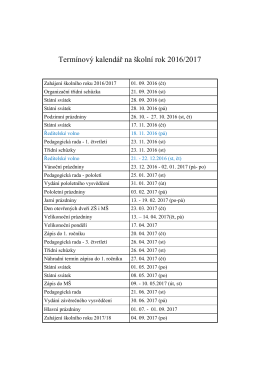 Termínový kalendář na školní rok 2016/2017