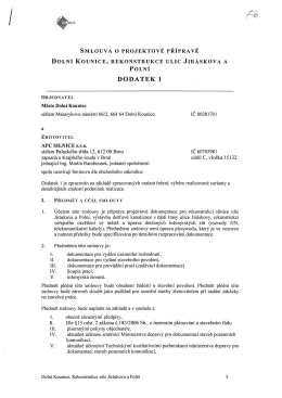 smlouva o projektov&eacute; př&iacute;pravě Doln&iacute; Kounice, rekonstrukce ulic
