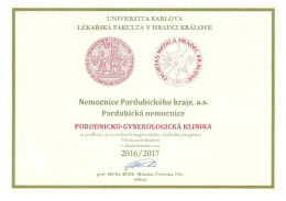 Certifikát o podílu na magisterském studiu LF UK 2016/17