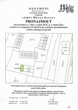 Záměr města Ostrov pronajmout část pozemku p.č. 466, k.ú. Dolní Žďár