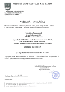 Veřejná vyhláška - Martin Šandor - písemnost